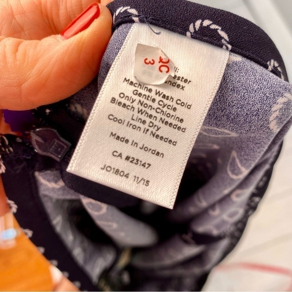 Talbots Indigo life saver print wide leg navy trouser pants size M NWT - Picture 3 of 13